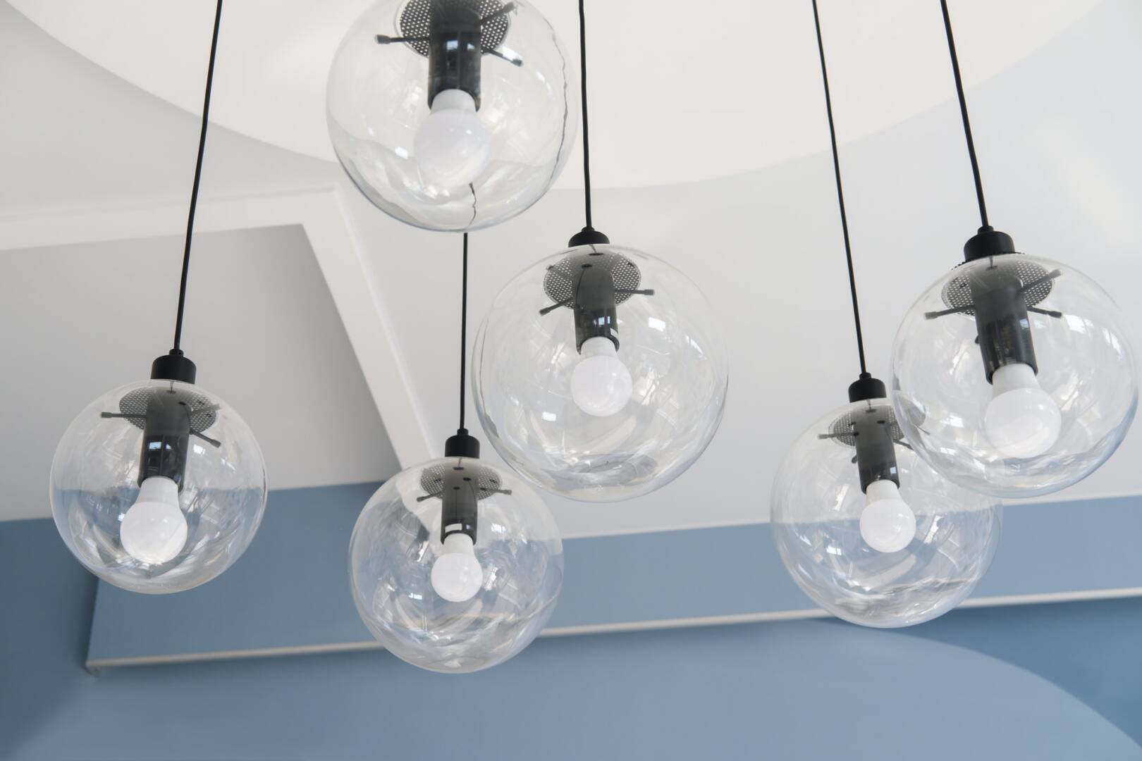 minimal style loft interior hanging lamps.